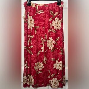 Talbots Petites 100% Silk Skirt Sz 8 P Light Burgandy Floral Lined